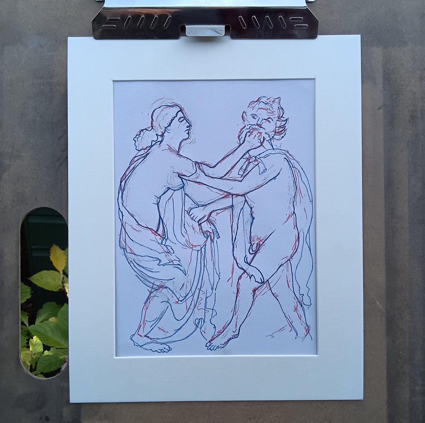 Nymph fighting a Satyr